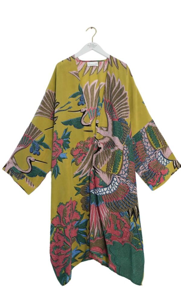 Grande Kimono, Crane Olive, One Hundred Stars