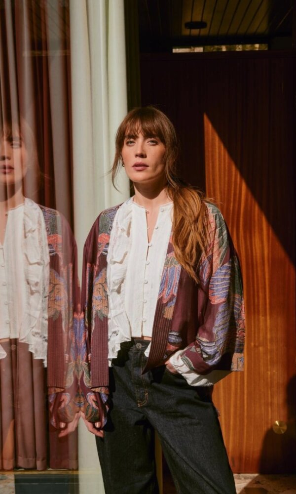 Mini Kimono, Crane Plum, One Hundred Stars